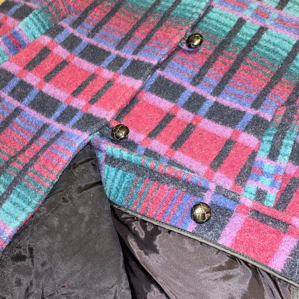 Vintage LL Bean 80s Aztec pattern Wool Trench coat - Picture 5 of 10